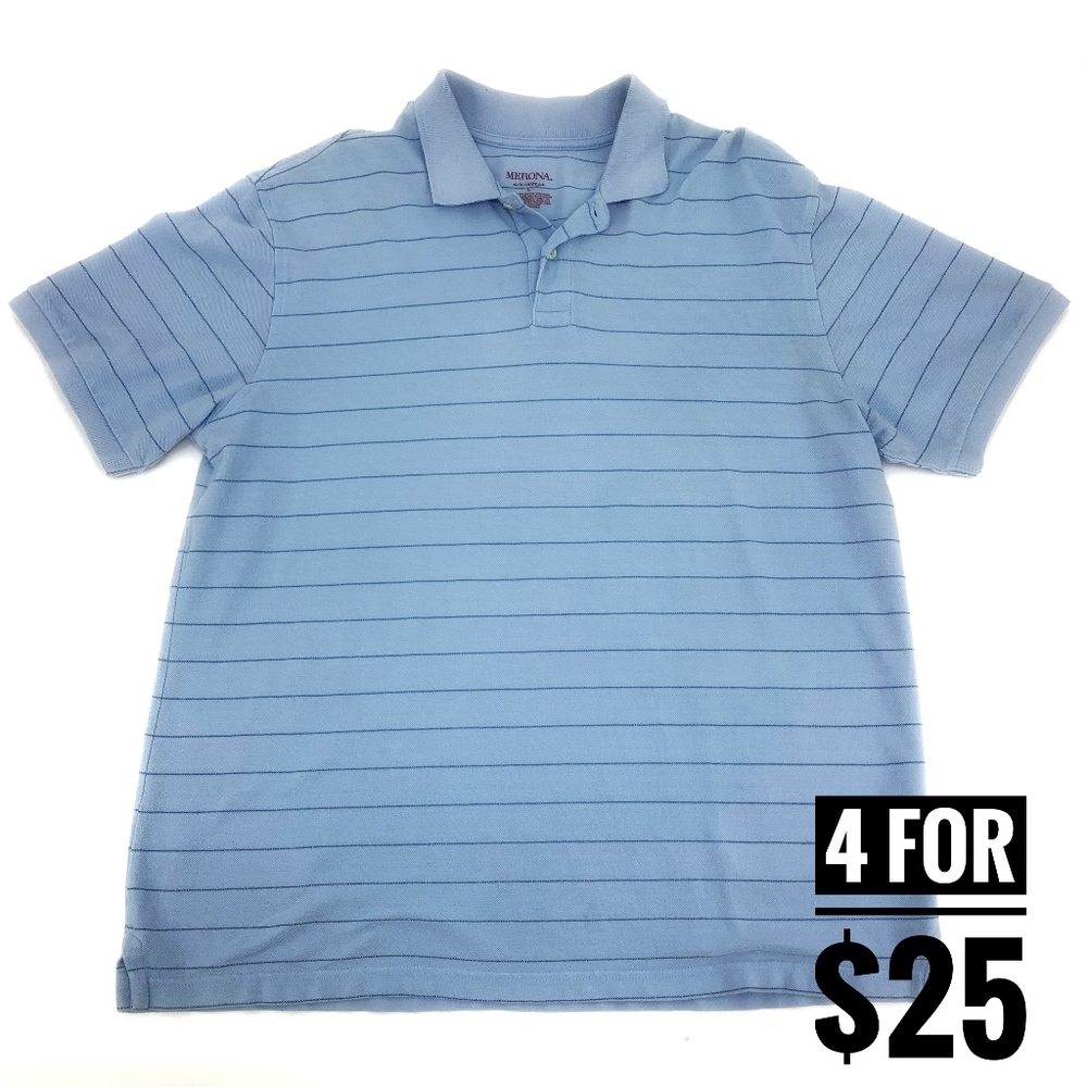 4 for $25 SALE!!!! Men's Striped Polo Shirt - Picture 1 of 6